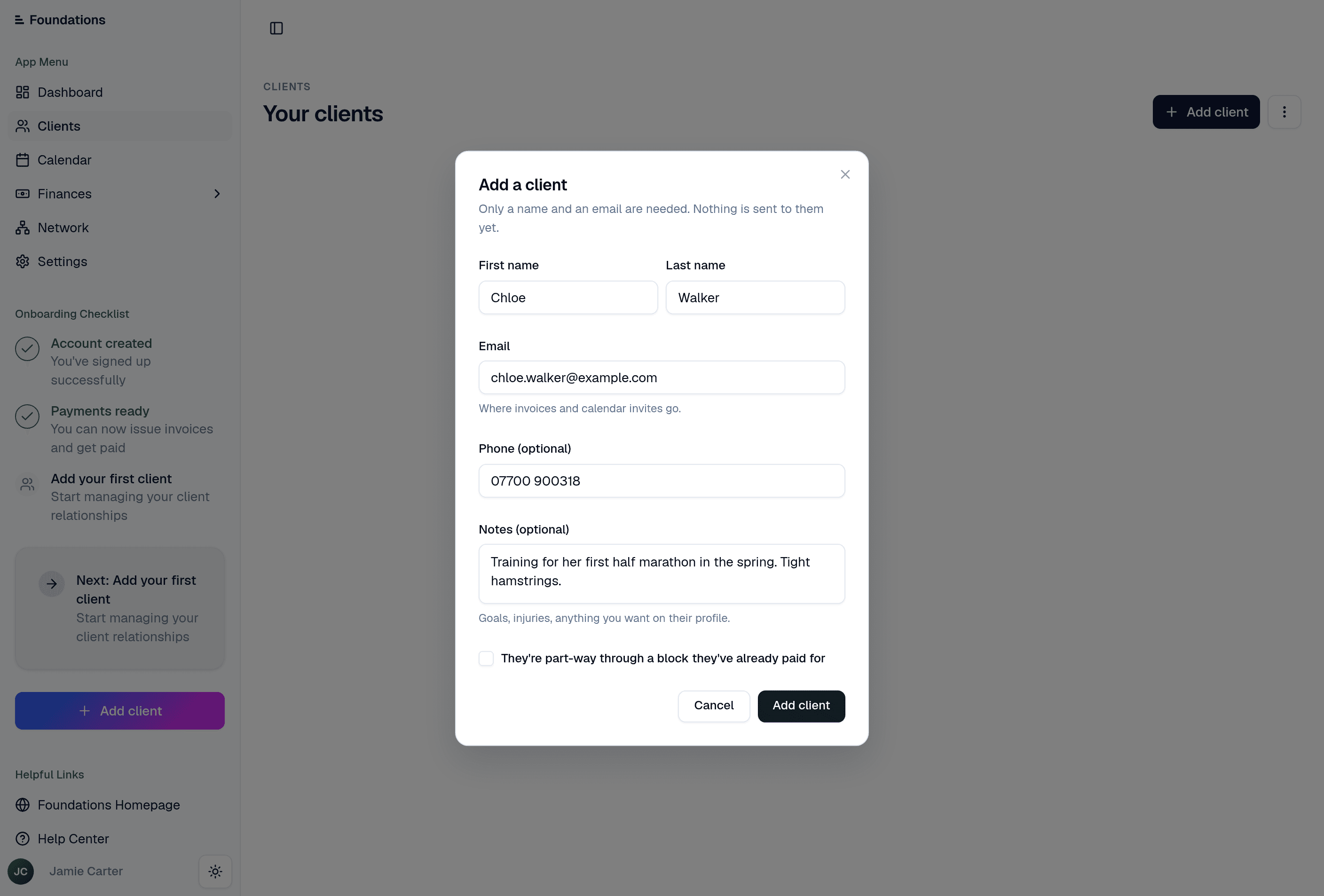 Add client form