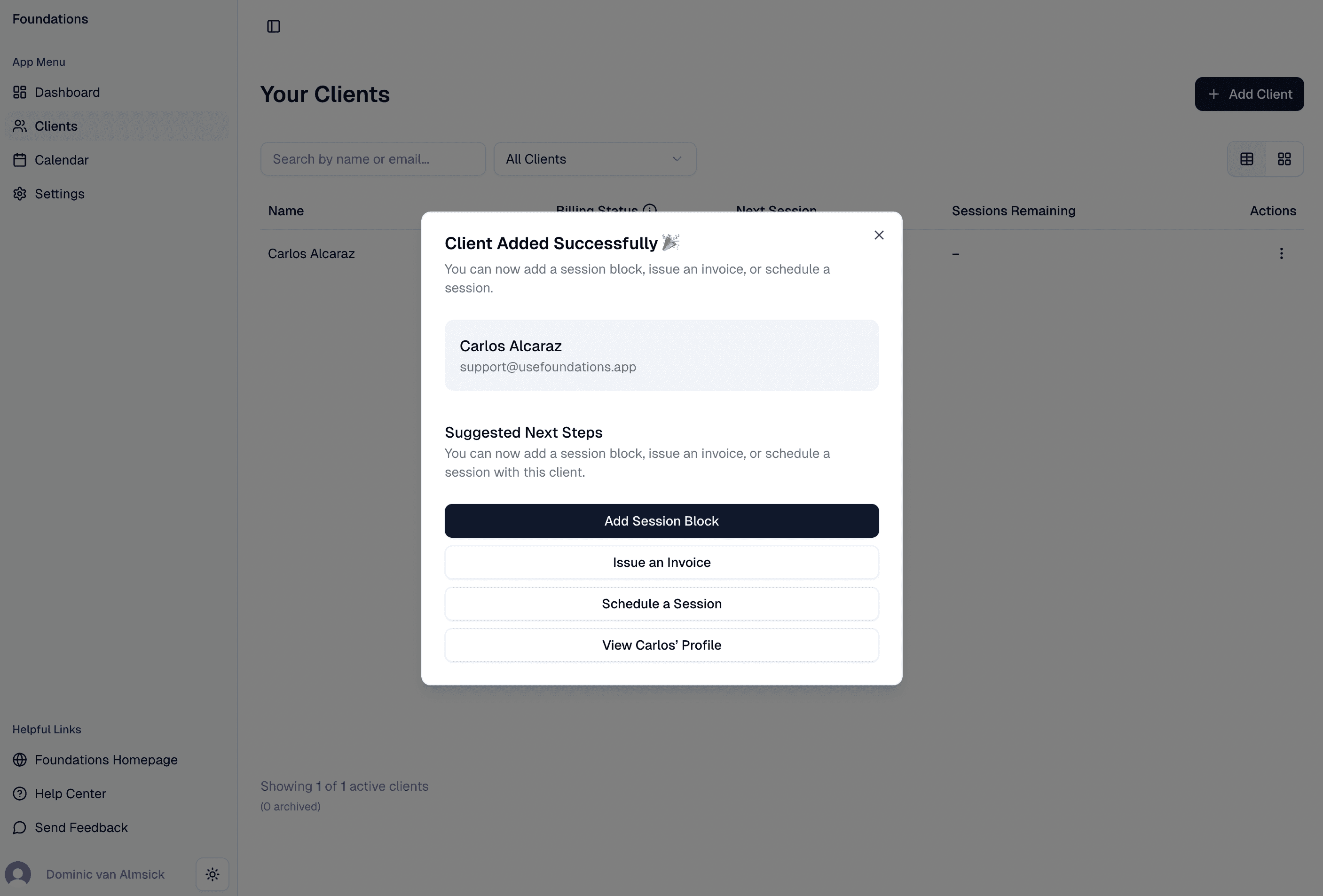 Client added