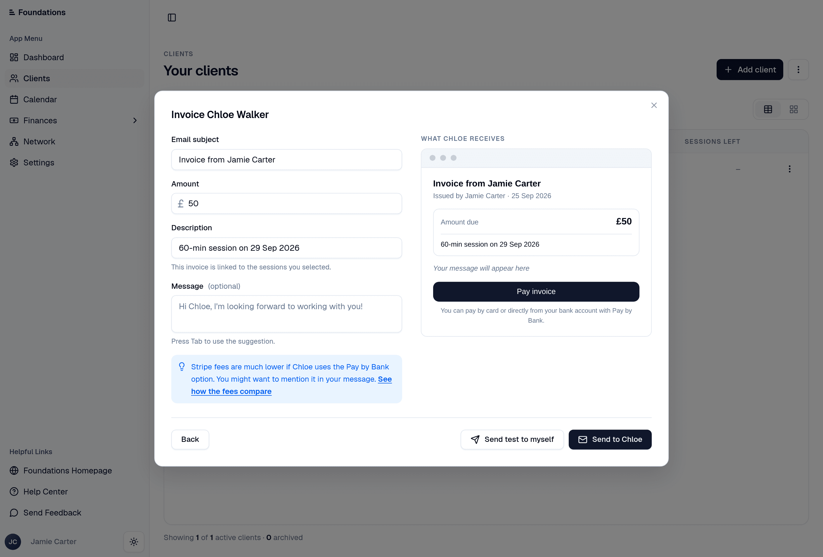 Email invoice builder