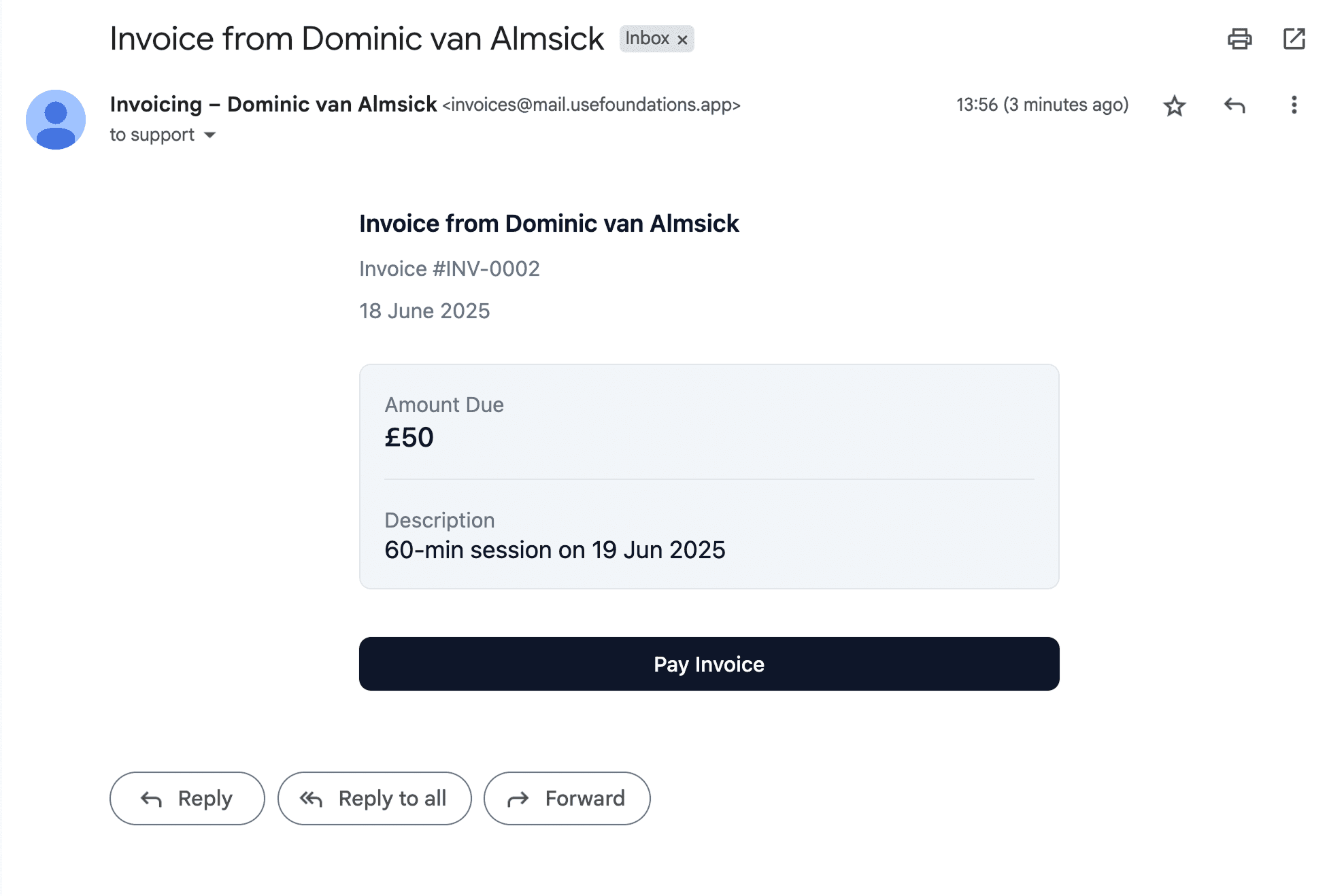 Invoice email