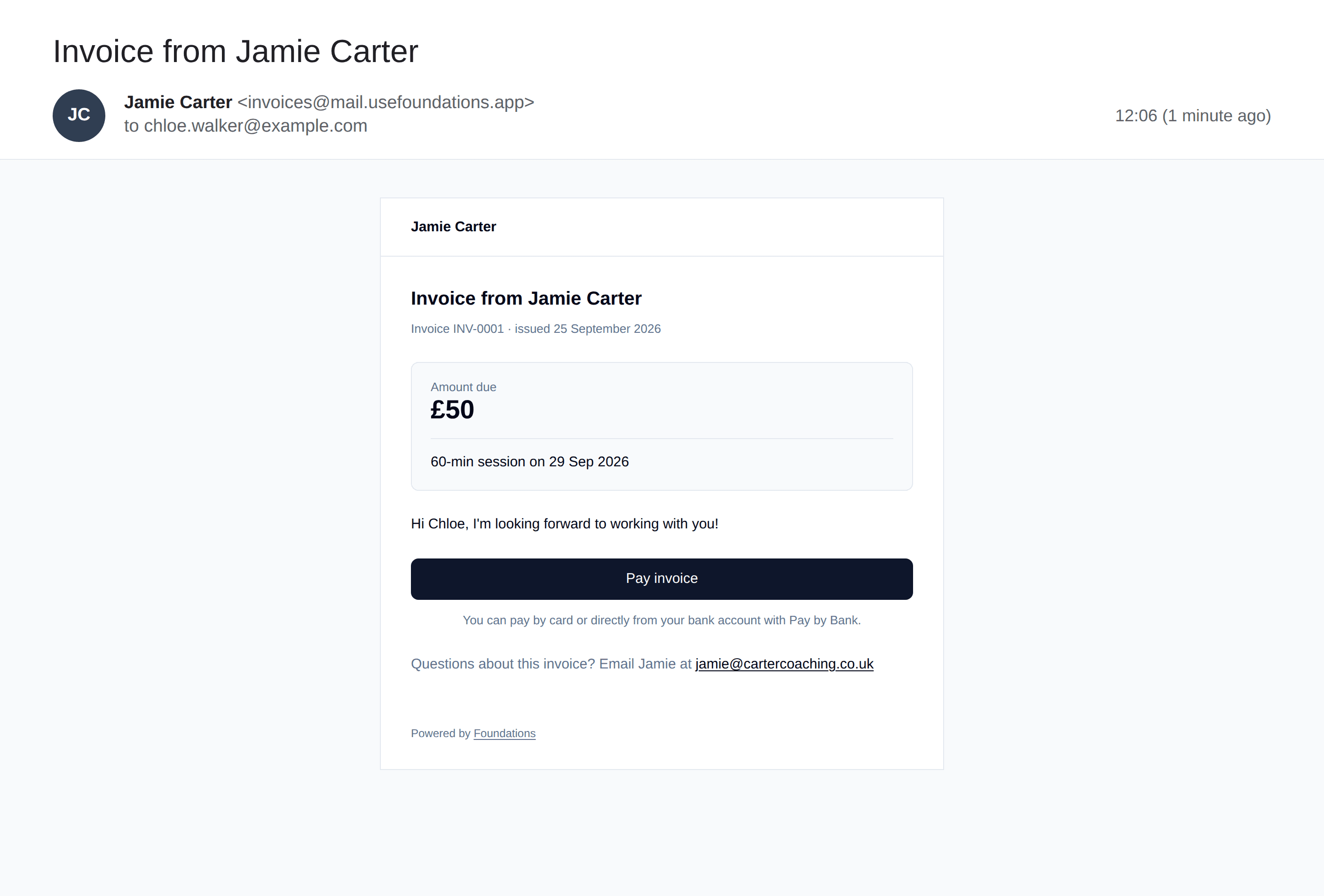 Invoice email