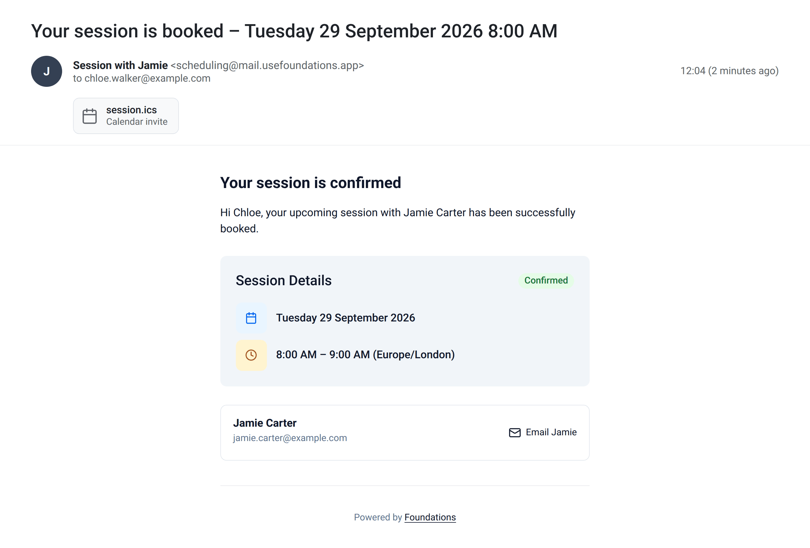 Session confirmation