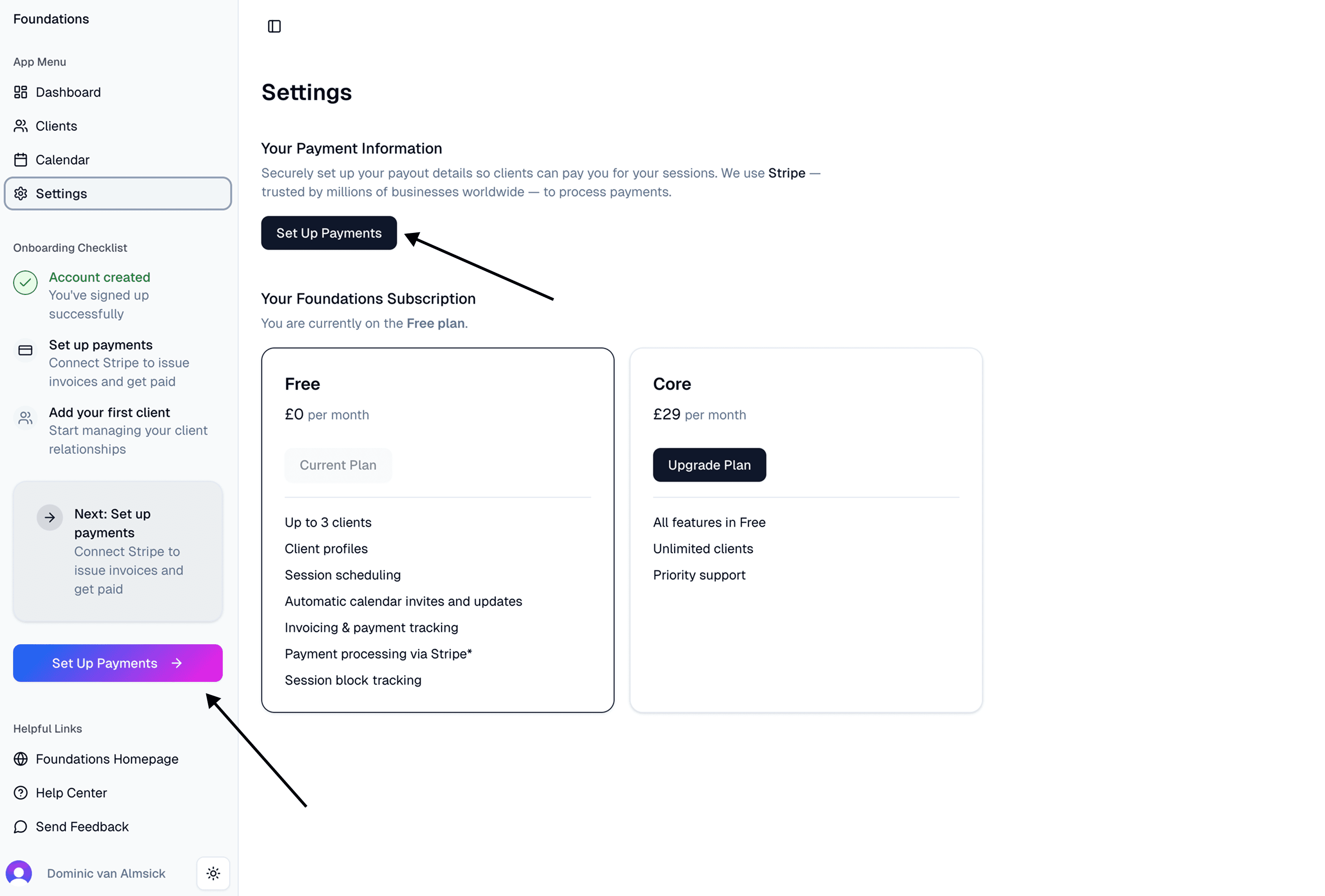 Set up payments