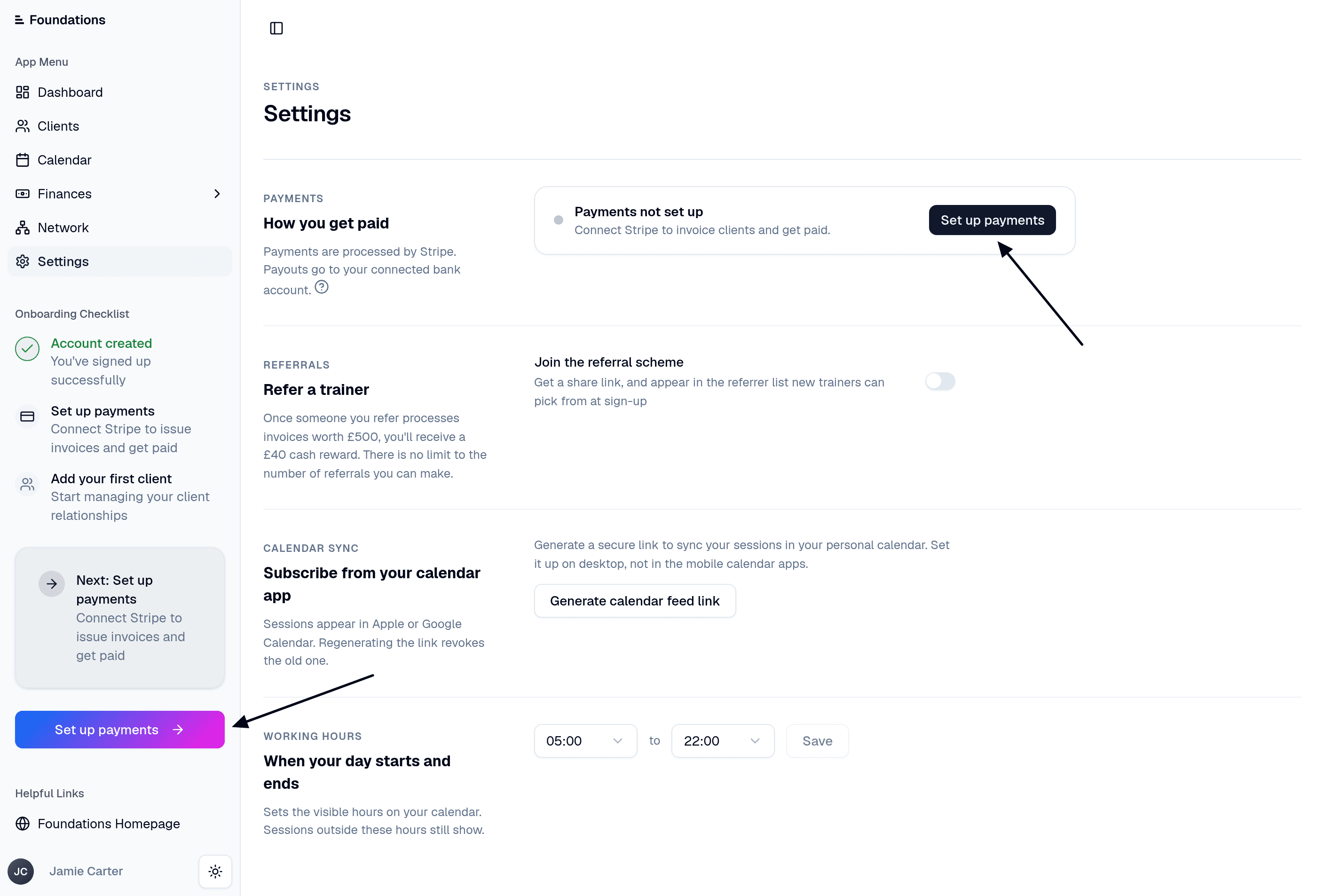 Set up payments