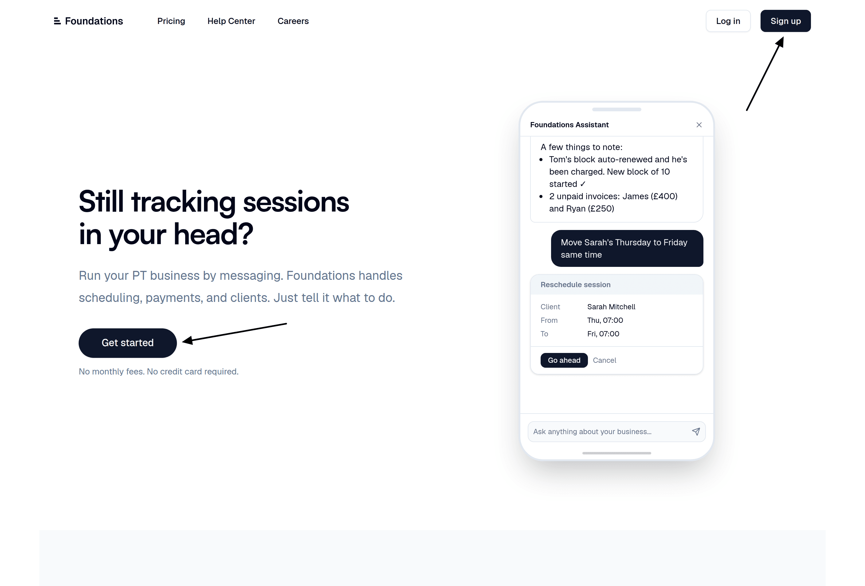 Sign up from homepage