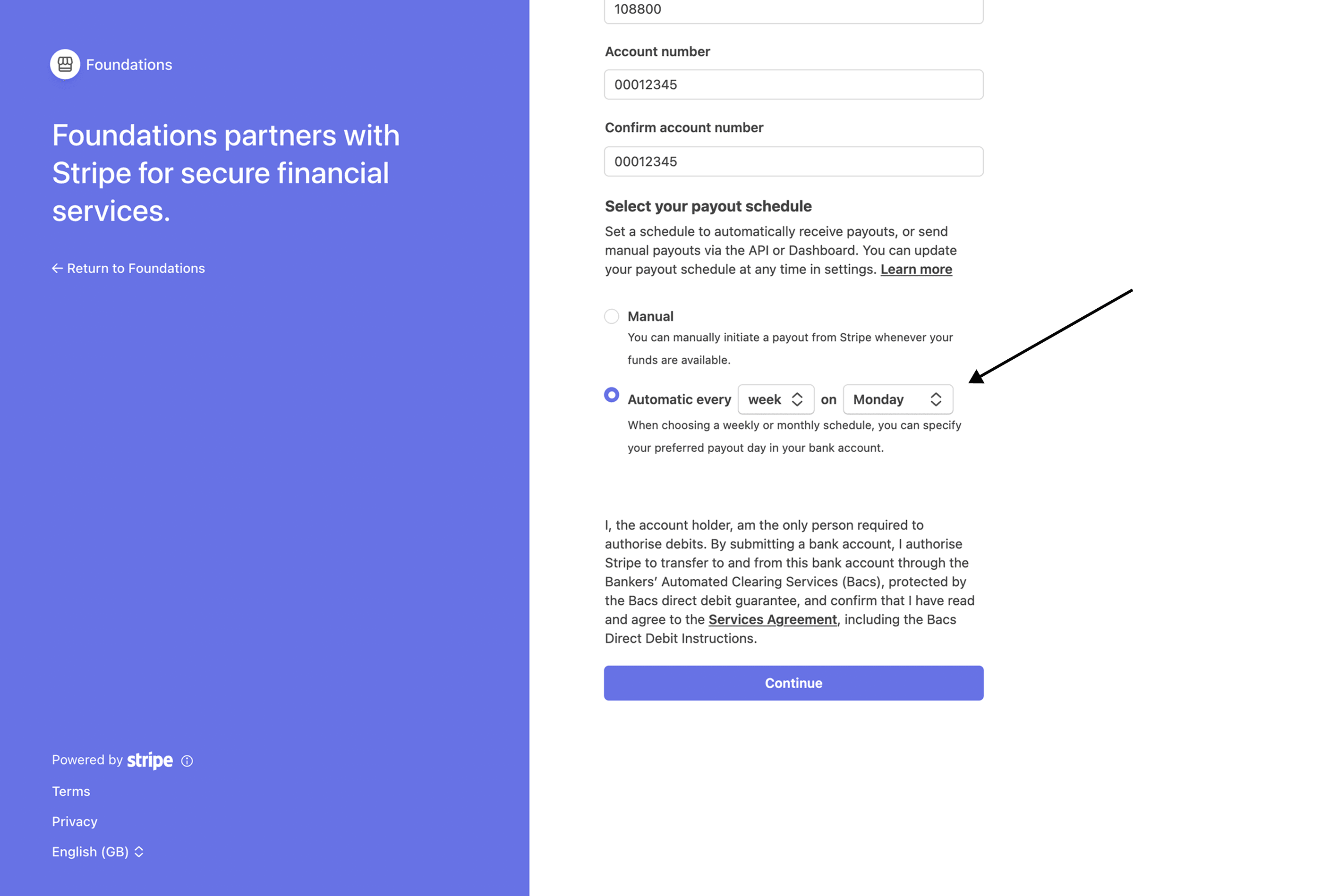 Stripe payouts page